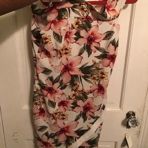 Off The Shoulder Splice Leg Floral Dress